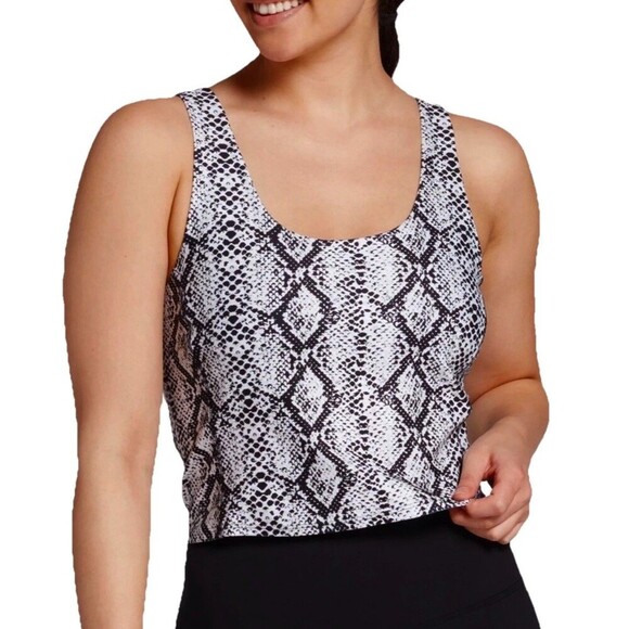 DSG Women’s Snakeskin Print Cropped Tank Top Built-In Bra Activewear Size Small - Picture 1 of 10